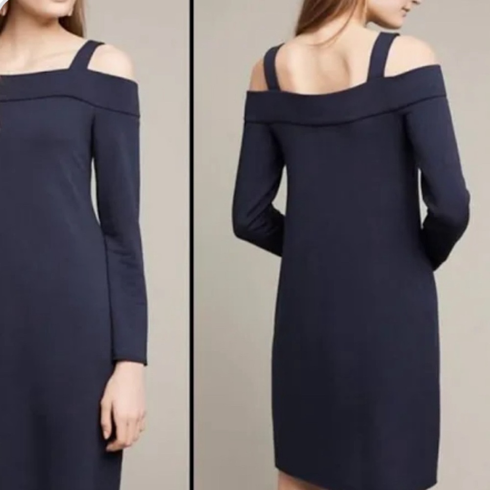 Anthropologie Revolve Bailey 44 Metro Cold Shoulder Dress in Navy